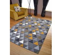 Rugs Supermarket Trend Mustard Grey Triangles Rug (60cm x 110cm)