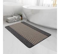 RUGS SUPERSTORE Dark Grey Beige Striped Mat, Non-Slip Kitchen Runner Washable, Modern Design Rug (80x150cm)