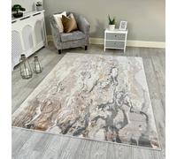 RUGS SUPERSTORE NEW BEIGE BROWN GREY SILVER TIDE SHIMMER SHEEN EFFECT MODERN RUG SILKY SOFT CHIC DESIGN AREA MAT (160x220 cm)