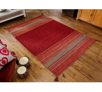 RugsCity Handmade Moroccan Kilim rug, Vintage carpet, Flat weave Area Rug for Living room, bedroom, Traditional, Artistic Decor (Killim Red, 070 X 140 CM)