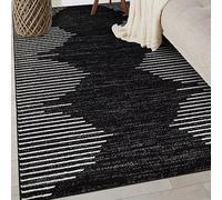 Rugshop Bohemian Stripe Stain Resistant High Traffic Living Room Kitchen Bedroom Dining Home Office Area Rug 3' x 5' Black