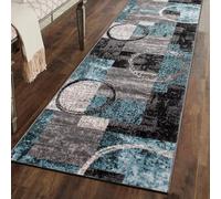 Rugshop Contemporary Abstract Circle Design Soft Runner Rug 2'7" x 6' Gray