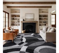 Rugshop Contemporary Abstract Circles Perfect for high Traffic Areas of Your Living Room,Bedroom,Home Office,Kitchen Area Rug 10' x 14' Gray