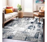 Rugshop Contemporary Abstract Distressed Area Rug 5' x 7' Blue