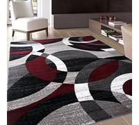Rugshop Red Modern Geometric Indoor Area Rug, Overlapping Circle Pattern, Fade Resistant, Non-Shedding, for Living Room, Bedroom and Home Office, 5'3" x 7'3"