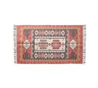RugsJaipurIndia Artisan Wool Jute Kilim Rug - Moroccan Tribal Boho Design - Handcrafted Eco-Friendly Reversible Flatweave Carpet for Modern Interiors 2x12 FT