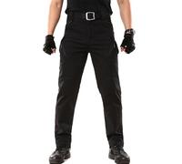 Rugstor Flexcamo - Mens Lightweight Waterproof Quick Dry Tactical Pants, Stretch Cargo Pants (Black,L)