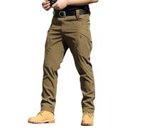 Rugstor Flexcamo - Mens Lightweight Waterproof Quick Dry Tactical Pants, Stretch Cargo Pants (Brown,L)