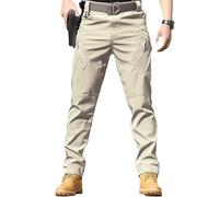 Rugstor Flexcamo - Tactical Waterproof Pants,Stretch Cargo Pants,Mens Tactical Hiking Pants,Lightweight Quick-Drying (Khaki,L)