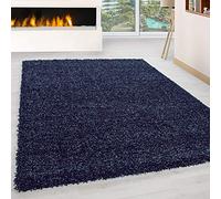 RUGSTORE Modern Plain Brown Navy Red Silver Black Extra Large Area Rug Bedroom Living Room Shaggy Floor Mats for Dining Room Soft Touch High Pile Kitchen Hallway Runner (Navy, 120 x 170cm)