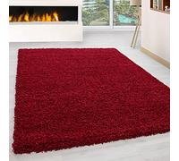 RUGSTORE Modern Plain Brown Navy Red Silver Black Extra Large Area Rug Bedroom Living Room Shaggy Floor Mats for Dining Room Soft Touch High Pile Kitchen Hallway Runner (Red, 160 x 230cm)