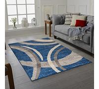 RUGSTORE Modern Rugs Bedroom Living Dining Room Extra Large Small Medium Rectangular Size Super Soft Touch kitchen Thick Pile Navy/Blue Area Rug (HAWANA NAVY, 160 X 230 CM)