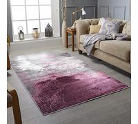 RUGSTORE Modern Rugs Living Room Bedroom Extra Large Small Medium Rectangular Size Soft Touch Thick Pile Purple/Grey/Violet/Silver Kitchen Area Rugs Non Shedding (80 X 150 CM, FIGARO PURPLE)