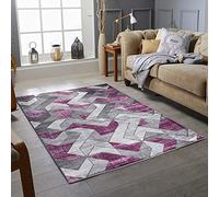 RUGSTORE Modern Rugs Living Room Bedroom Extra Large Small Medium Rectangular Size Soft Touch Thick Pile Purple/Grey/Violet/Silver Kitchen Area Rugs Non Shedding (200 X290 CM, MIDNIGHT PURPLE)