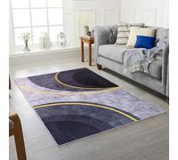 RUGSTORE Modern Washable Anti-Slip Rugs for Bedroom Living Room 2MM Short Pile Area Rugs Non Slip Rubber Backed Carpet (MILAS BLACK, 160 X 230 CM)