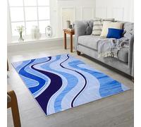 RUGSTORE Modern Washable Anti-Slip Rugs for Bedroom Living Room 2MM Short Pile Area Rugs Non Slip Rubber Backed Carpet (AMIGO NAVY, 160 X 230 CM)