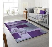 Rugstore shop ltd Machine Washable Area Rugs For Kitchen, Bedroom, Dining and Living Room | Kid Pet Friendly Rug | Morden Design Carpet | Low Pile | Non Slip Lux_Purple_160 X 230 cm