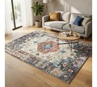 Rugstore shop ltd Machine Washable Rugs Living Room Large 200x290 cm Soft Short Pile Area Rugs For Bedroom Dining Room, Kitchen Carpet Non Slip Vintage Cashmere Rug (PARIS, 160 X 230 CM)