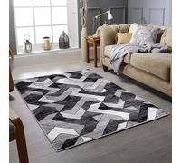 Rugstore shop ltd MODERN AREA RUGS 12mm Living Room Large Small Non Slip Kitchen Floor Mats with Soft Pile Thick Bedroom Carpets Hallway Runners Grey, Black, Brown (Midnight Black, 160 x 230 cm)