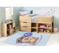 RugsX Bambino 43030 Washing Carpet Teddy Bear, Pilot For Children Anti-Slip - Blue / Bro 160X220 Cm