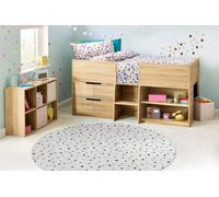 RugsX Bambino 47890 Round Washing Carpet Dots For Children Anti-Slip - White / Brown Circle 100 Cm