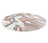 RugsX Carpet Bono 8426 Circle Jungle, Wild Animals Cream / Dark Gold Circle 100 Cm