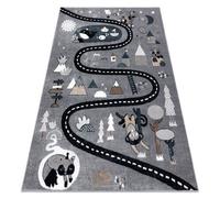 RugsX Carpet Fun Route For Children, Street, Animals Grey 80X150 Cm