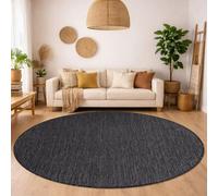 RugsX Carpet Sisal Sion Circle A5165A Melange Flat Woven Black Circle 150 Cm