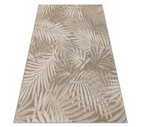 RugsX Carpet Sizal Floorlux 20504 Leaves Taupe / Champagne Jungle 140X200 Cm