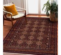 RugsX Carpet Wool Keshan Fringe, Ornament, Frame Oriental 1256/53578 Claret / Beige 80X145 Cm