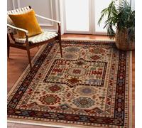 RugsX Carpet Wool Keshan Fringe, Ornament Oriental 6668/53555 Beige / Claret 120X145 Cm