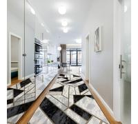 RugsX Exclusive Emerald Runner 1015 Glamour, Stylish Marble, Geometric Black 70X130 Cm