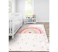 RugsX Junior 51300.802 Washing Carpet Rainbow, Dots For Children Anti-Slip - Beige 140X190 Cm