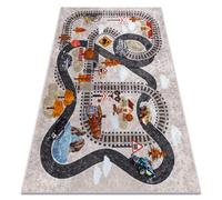 RugsX Junior 51986.803 Washing Carpet Train Tracks, Locomotive For Children 80X150 Cm