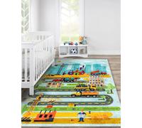 RugsX Junior 52105.801 Washing Carpet Construction Site, Streets For Children Anti-Slip 140X190 Cm