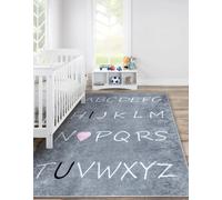 RugsX Junior 52106.801 Washing Carpet Alphabet For Children Anti-Slip - Grey 200X290 Cm