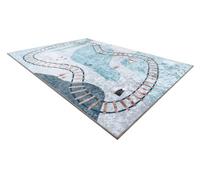 RugsX Junior 52243.801 Washing Carpet Train Tracks For Children Anti-Slip - 80X150 Cm