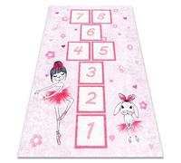 RugsX Junior 51828.802 Washing Carpet Hopscotch, Ballerina For Children Anti-Slip - Pink 140X190 Cm