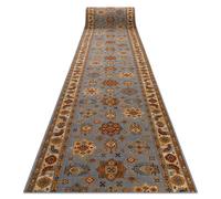 RugsX Keshan Wool Runner in Blue | Size: 90 cm x 250 cm RUGSX Blue 90 cm x 250 cm