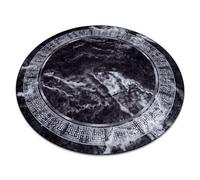 RugsX Miro 51199.807 Circle Washing Carpet Marble, Greek Anti-Slip - Black / Circle 80 Cm