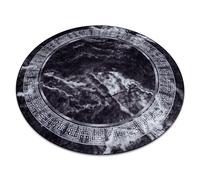 RugsX Miro 51199.807 Circle Washing Carpet Marble, Greek Anti-Slip - Black / Circle 200 Cm