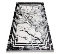 RugsX Modern Carpet Tuls Structural, Fringe 51210 Marble Anthracite 120X170 Cm