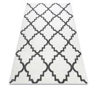 RugsX Sketch Rectangular Rug - White & Grey Moroccan Style Quatrefoil - 180cm x 270cm