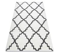RugsX Sketch Rectangular Rug - White & Grey Moroccan Style Quatrefoil - 80cm x 150cm