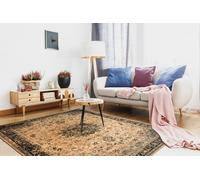 RugsX Wool Carpet Polonia Kordoba25 Rosette, Frame Sepia 170X235 Cm