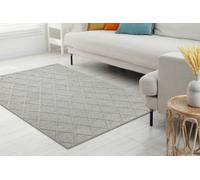RugsX Wool Carpet Tahar 99001G Grey - Hand-Woven Loop, Rhombus, Boho 90X150 Cm
