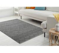 RugsX Wool Carpet Tahar 99001K Anthracite - Hand-Woven Loop, Rhombus, Boho 200X290 Cm