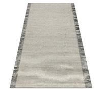 RugsX Wool Carpet Tahar 99003F Cream / Grey - Hand-Woven Lines, Fringes 120X180 Cm