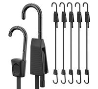 Rugtol Adjustable Bungee Cords with Hooks, 6Pcs Heavy Duty Outdoor Elastic Bungee Straps, 90cm Black Bungee Cord with Scratch-Proof Coated Steel Hooks for Securing Luggage, Bike Rack, Tarps, Cargo