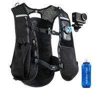 Rugvis Running Vest with Action Camera Mount Compatible with GoPro Hero 13/12/11/10, Running Hydration Vest with 500ml Soft Flask for Trail Hiking